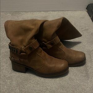 Sixty Seven Manhattan Brown tall boots with heel and studs design -made in Spain